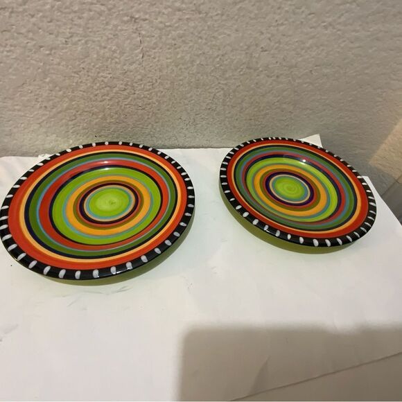 Gibson Elite Pueblo Springs Stoneware Hand Painted 8.5" Salad Plate set 2 G20 - Picture 2 of 8